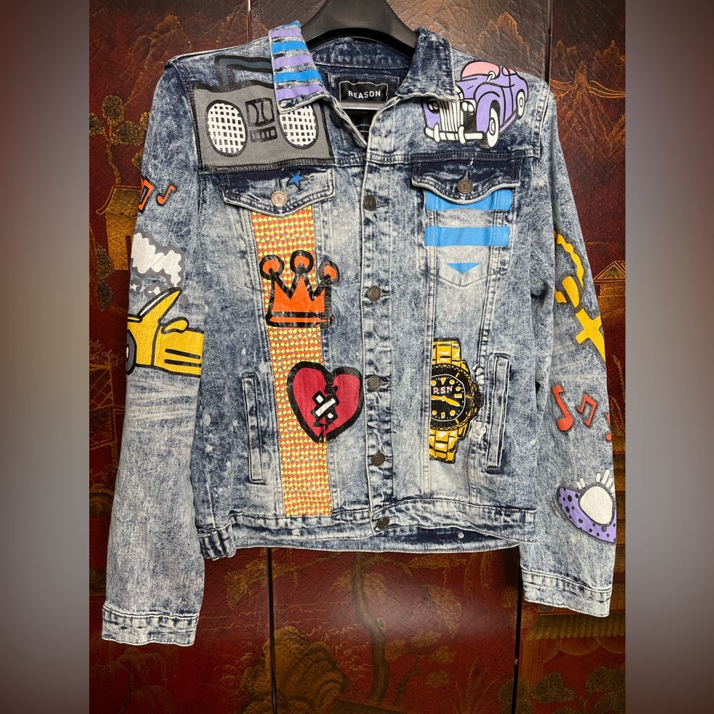 Reason Brand Hand-Painted Jean Jacket